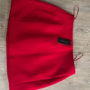 love, Fire Bright Red Mini Skirt with Slim Straps